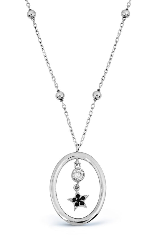Contemporary Sterling Silver Pendant Necklace with Star Motif