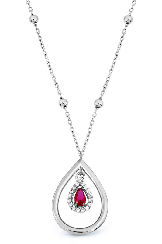 Contemporary Sterling Silver Pendant Necklace with Teardrop Motif