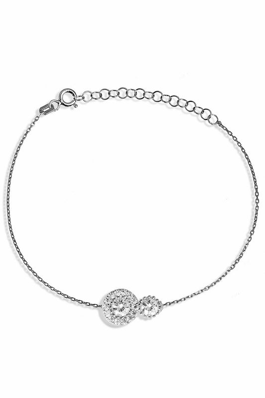 Glittering Sterling Silver Bracelet with Large and Small Circle Charms