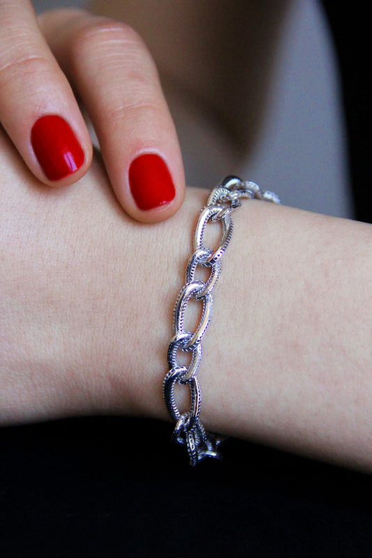 Sophisticated Stering Silver Link Bracelet